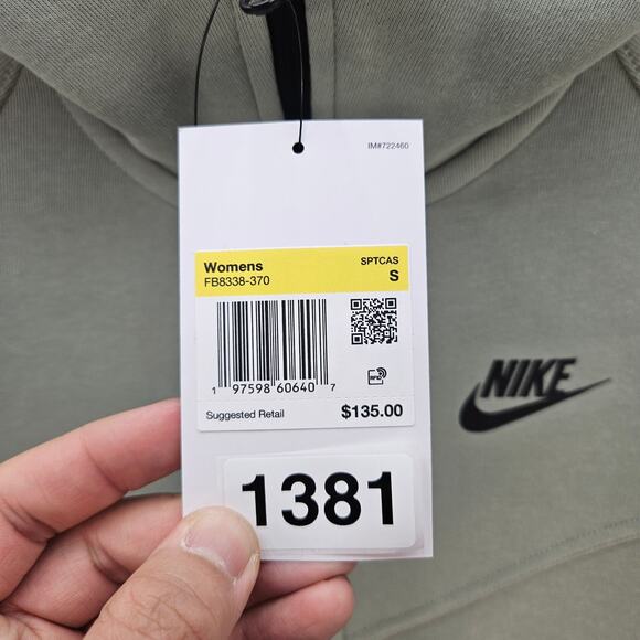 NIKE WOMEN'S SMALL TECH FLEECE WINDRUNNER FULL ZIP HOODIE GREEN FB8338-370 - Picture 5 of 6